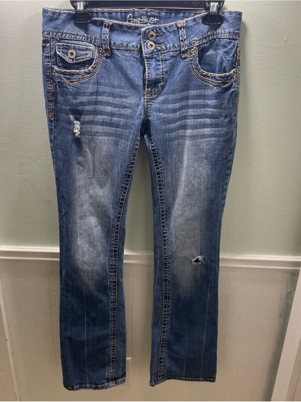 Amethyst Jeans Women’s Blue Boot Cut Jeans with Light Distress